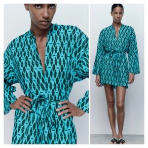Zara Printed 100% Cotton Swim Cover Dress Size XXL